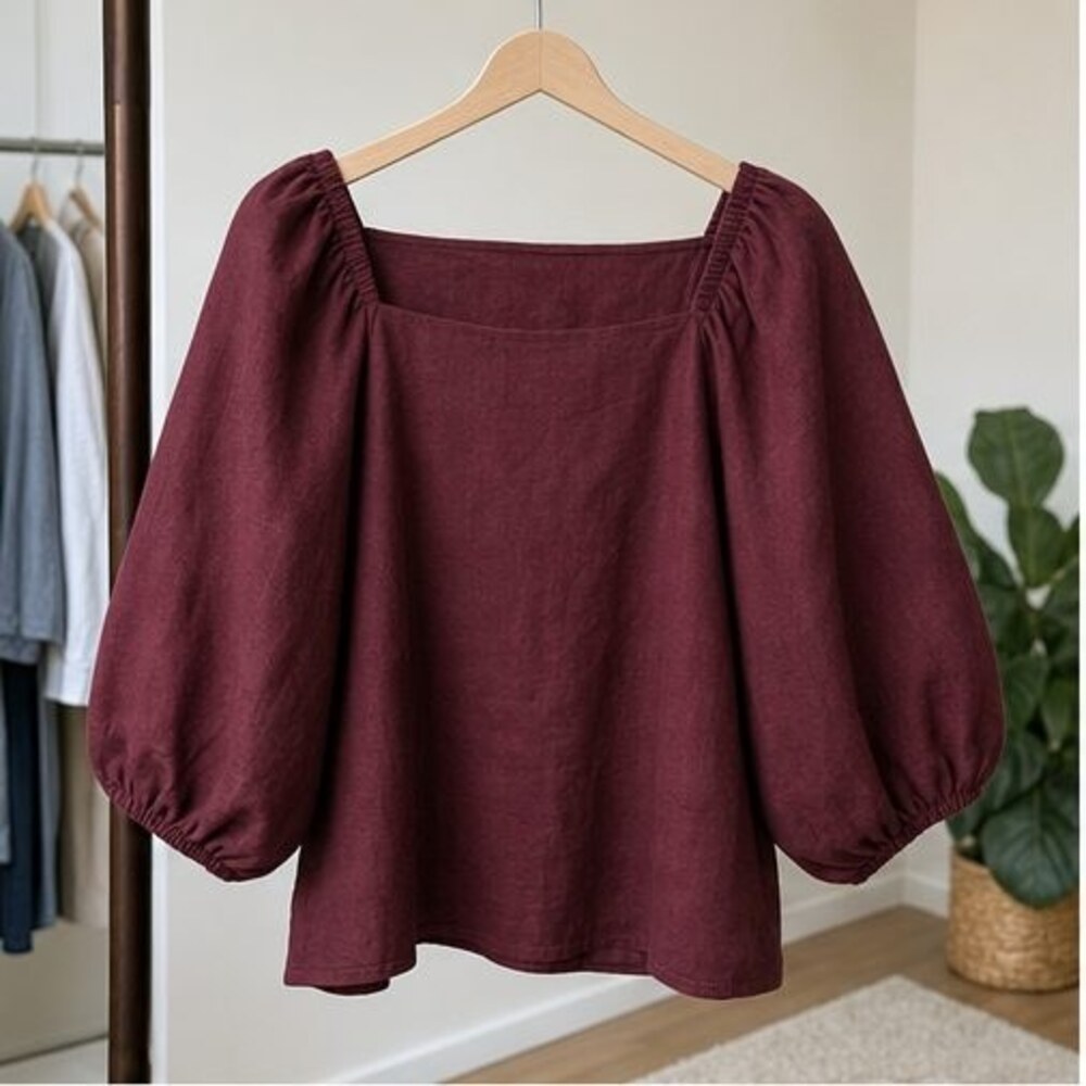 Burgundy Ruffle Blouse